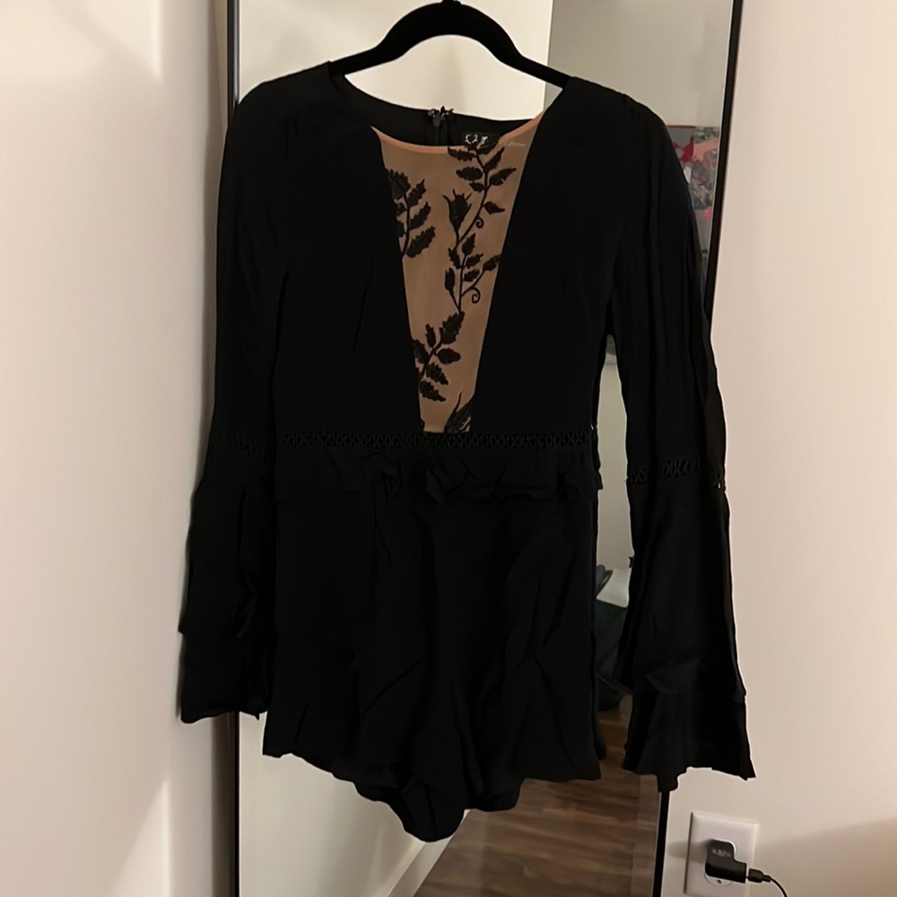 For love and lemons long sleeve black romper